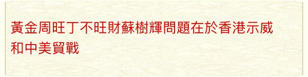 黃金周旺丁不旺財蘇樹輝問題在於香港示威和中美貿戰