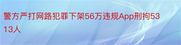 警方严打网路犯罪下架56万违规App刑拘5313人