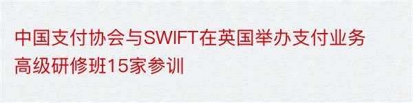 中国支付协会与SWIFT在英国举办支付业务高级研修班15家参训