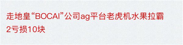 走地皇“BOCAI”公司ag平台老虎机水果拉霸2亏损10块