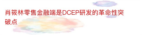 肖筱林零售金融端是DCEP研发的革命性突破点
